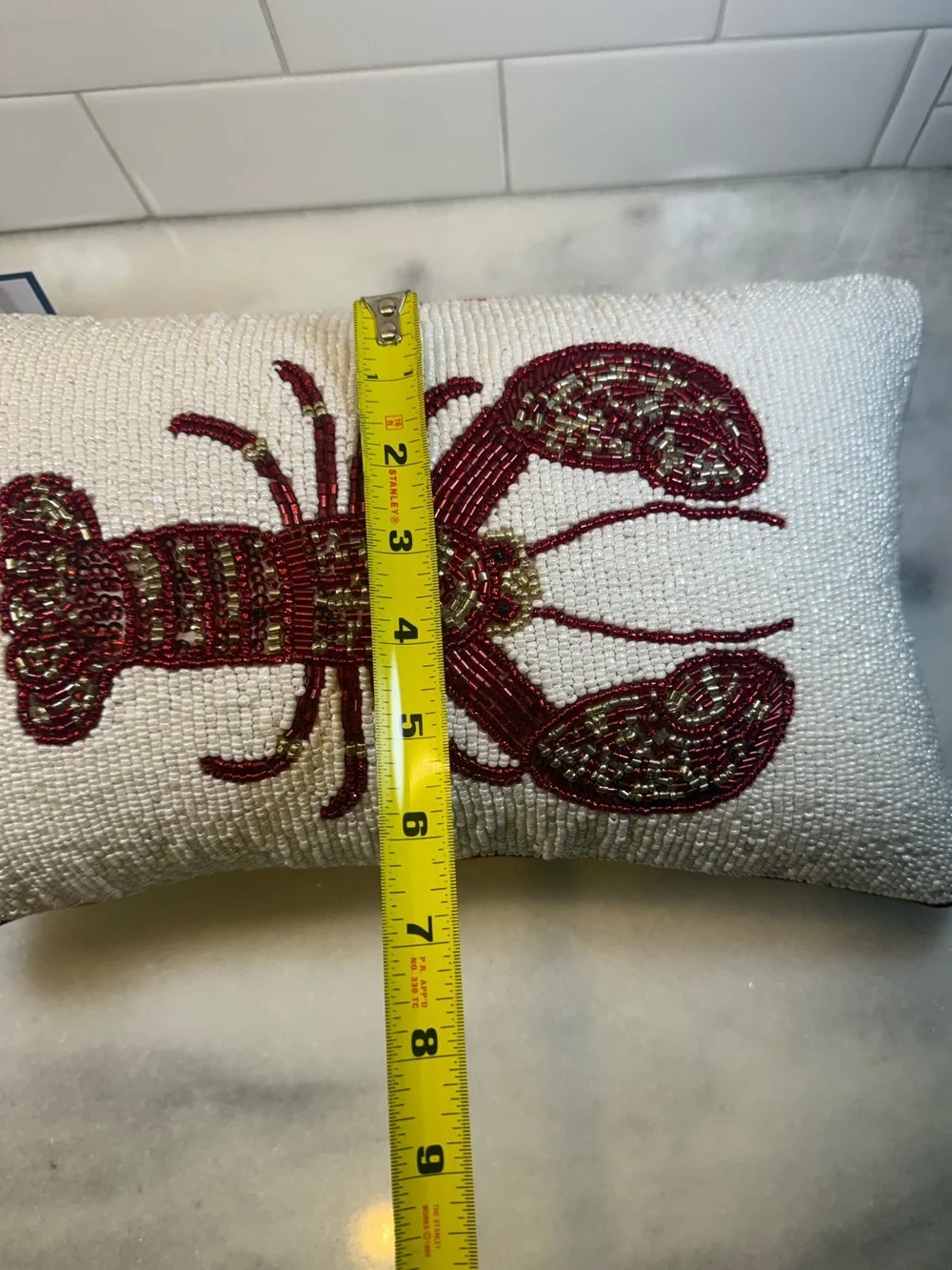 Set of 2 Coastal Collection Beaded Lobster Throw Pillows Nautical Beach Decor